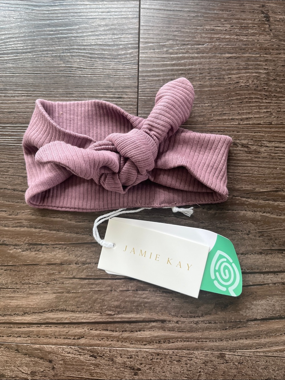 Jamie Kay Ribbed Knot Baby Headband in Dusty Mauve